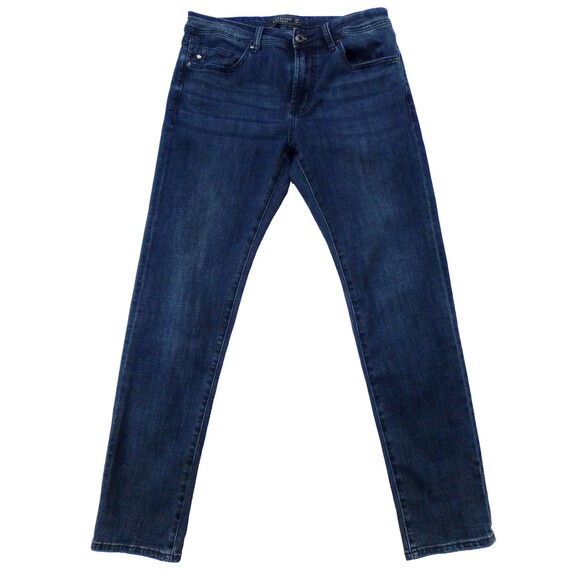 Liver Pool Los Angeles Men's Straight Leg Slim Fit Dark Denim Jeans 33W/32L - Picture 1 of 7